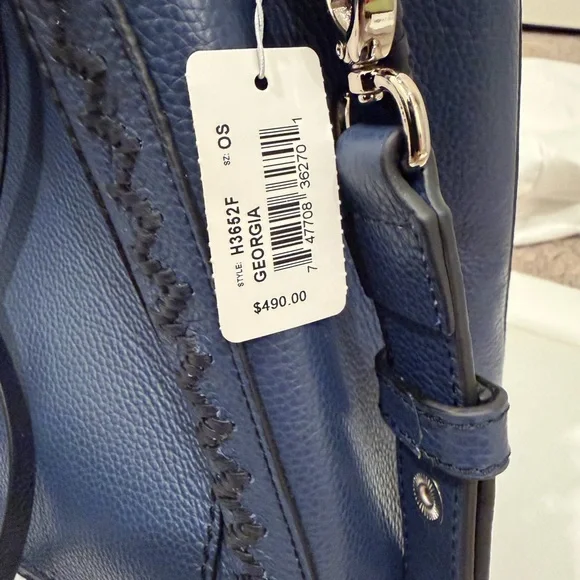 Brighton Navy Blue Leather Women's Tote Interlok - Picture 2 of 7